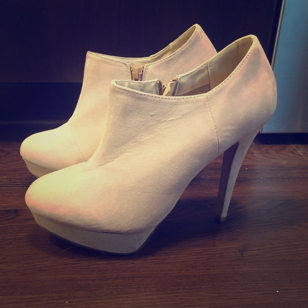 Cream suede heels